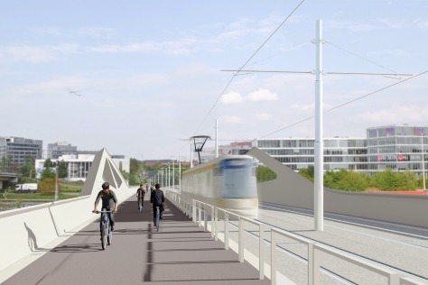 Renderbeeld viaduct luchthaventram